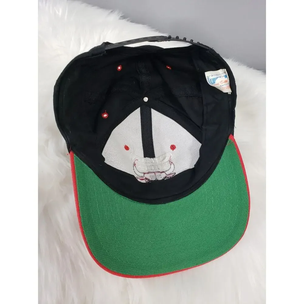 VINTAGE Chicago Bulls Hat Cap Drew Pearson Snap‎ Back Black Red Basketball NBA
